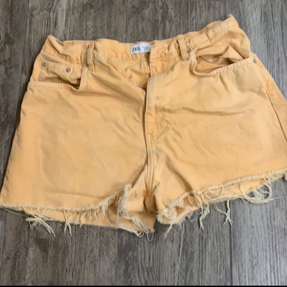 Zara yellow denim shorts